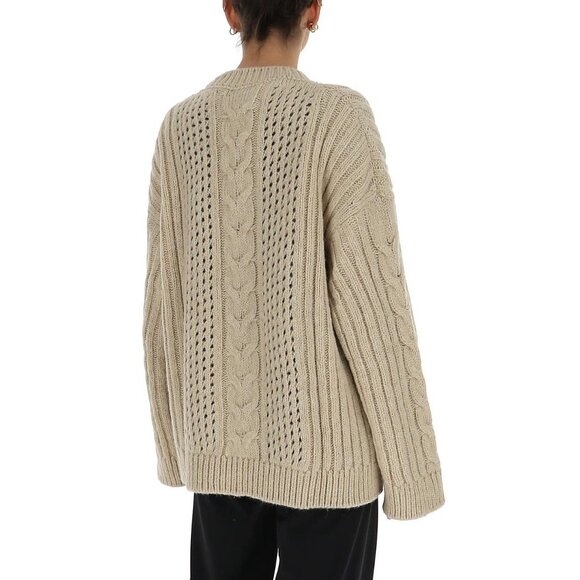 Nanushka Arwan Alpaca Cable Knit Sweater L Beige Cream Oversized - Picture 4 of 14